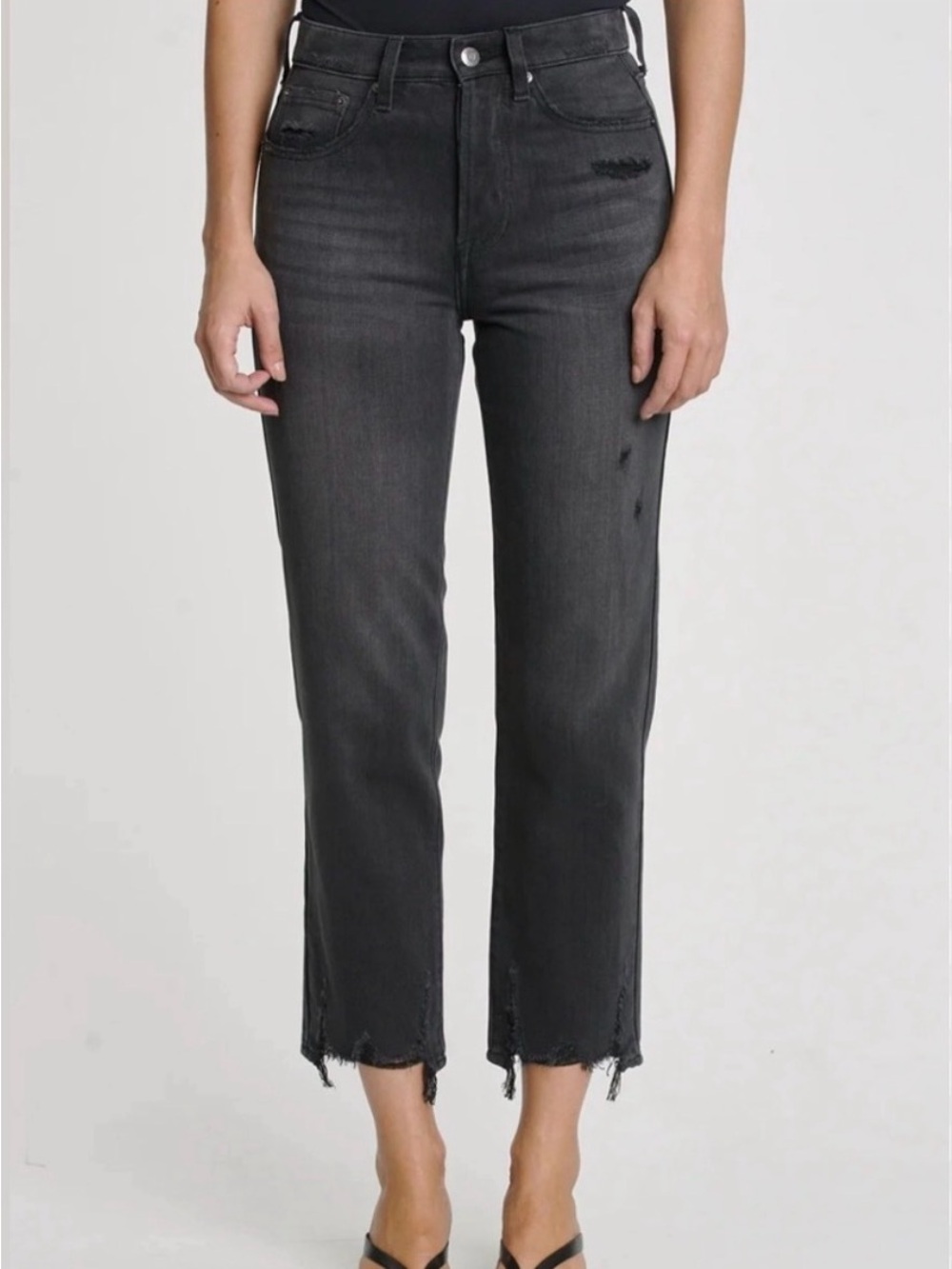 pistola Charlie Washed Black High-Rise Ankle Jeans, Size 29